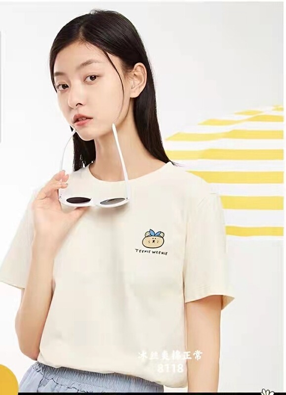 [Huan Zhuoer] round neck comfortable Korean Short Sleeve T-shirt 8118\ll