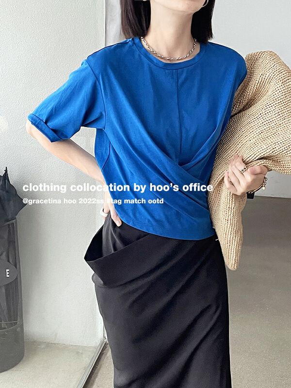 [gracetina Hoo] design sense cross cut short sleeve T-shirt t2181\cqw