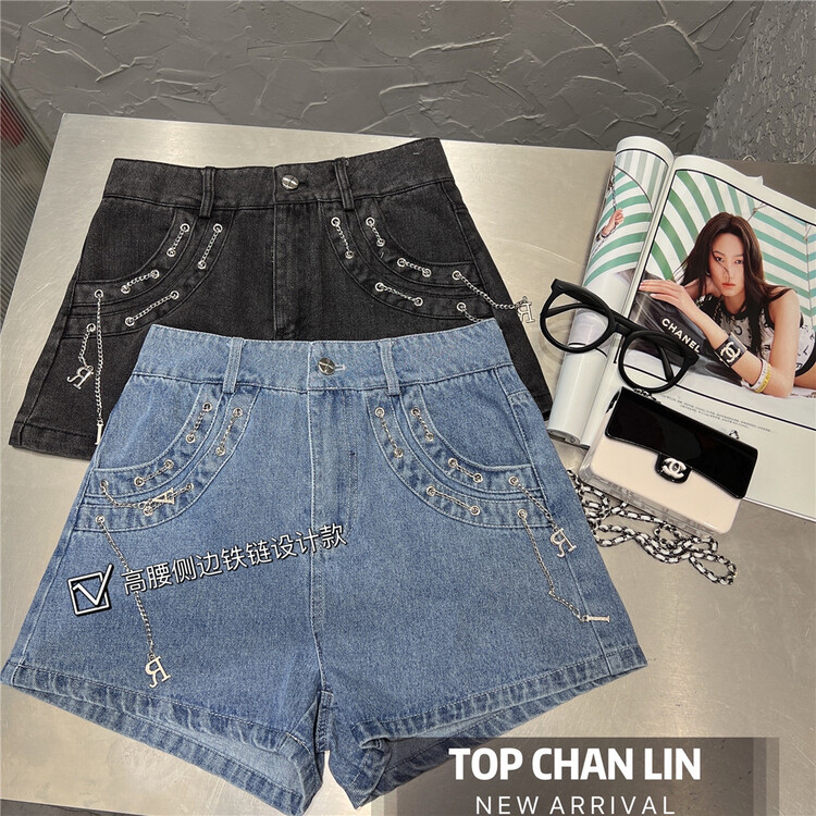 [top Chan Lin] fashion versatile skinny denim shorts 95190\jj