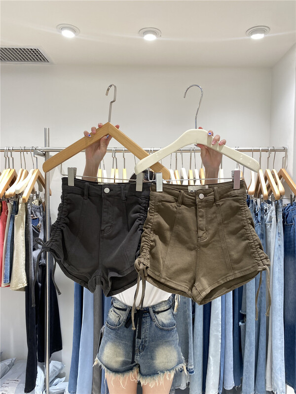 [o not 1] niche design drawstring skinny denim shorts w915\lsw