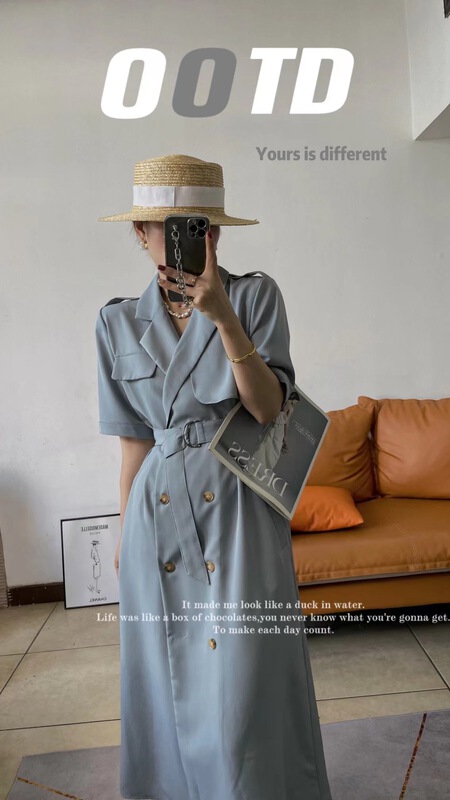 [Sanshun] double breasted fashion Korean trench coat 1013\ll