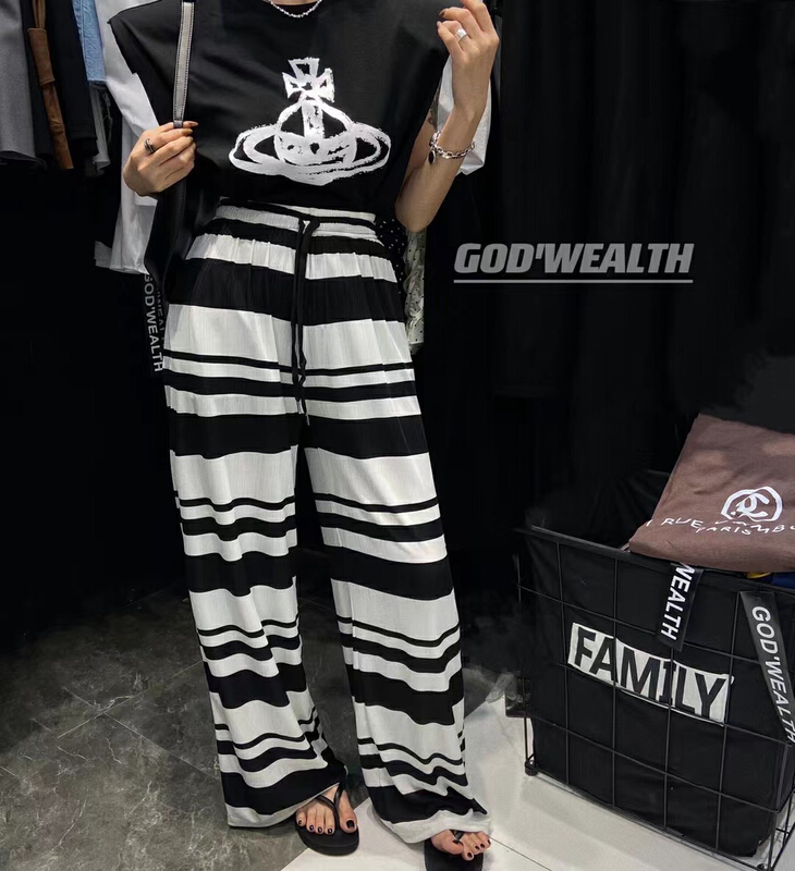 [buyer Yan Xuan - God of wealth] Korean fashion striped comfortable casual pants 1708\cl