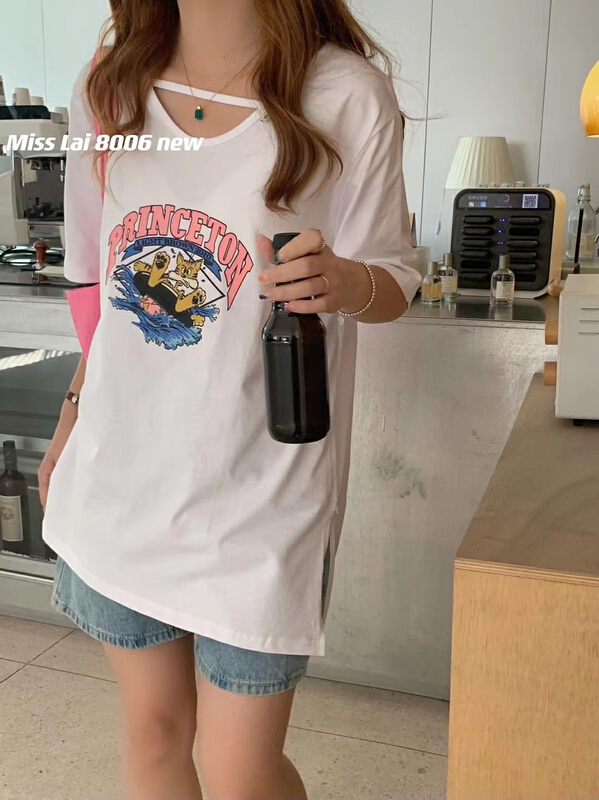 [HH &miss Lai] Pullover loose print short sleeve T-shirt ys1-8006\l