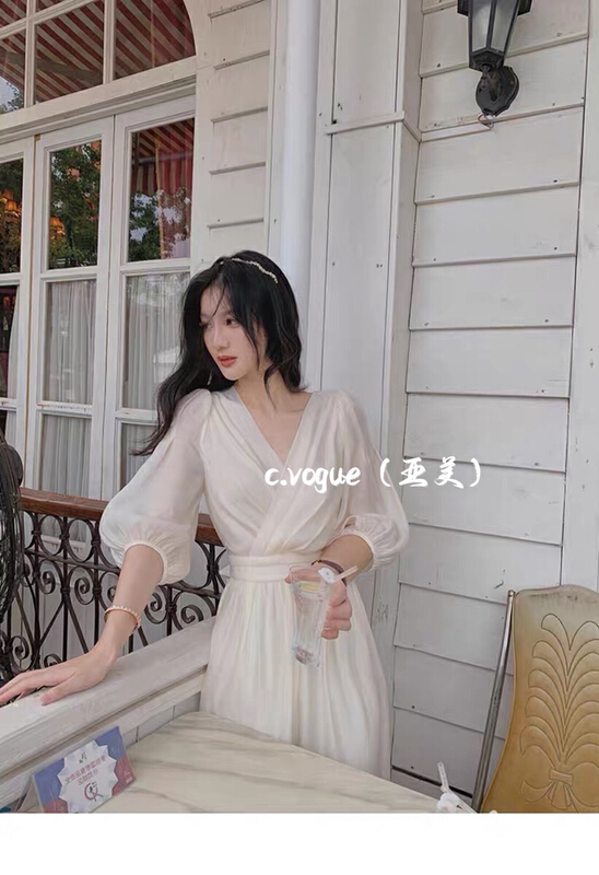 [c.vogue] French high quality V-neck dress 3870\pcz