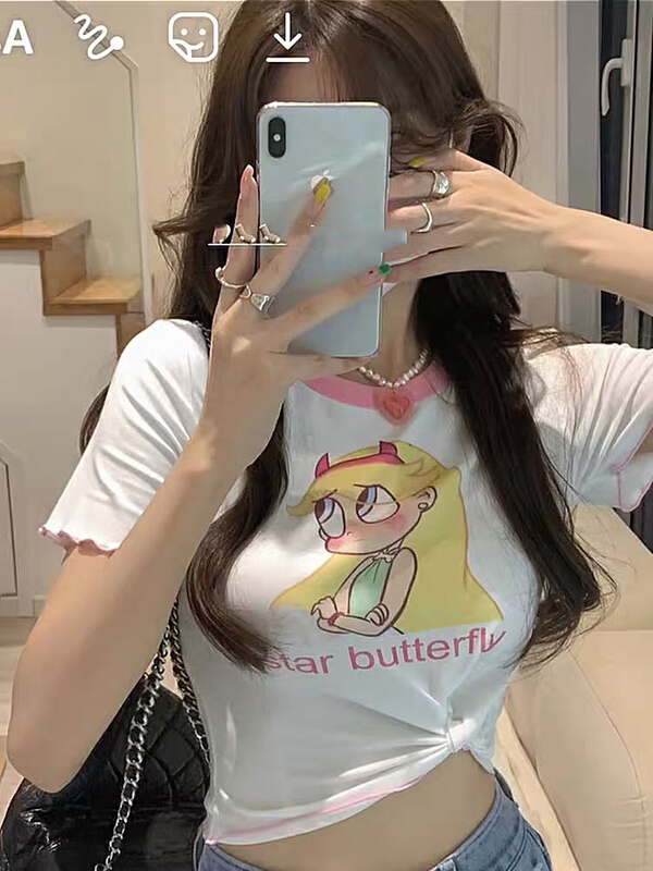[Huaxi] round neck printed Casual Short Sleeve T-shirt 9241\pcz