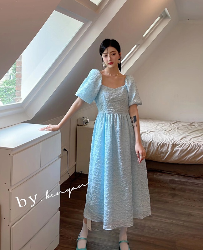 [benyan] square collar temperament careful machine backless dress 6038-1\zxx