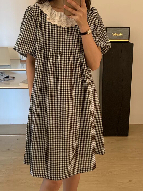 [tototellme] Korean age reduced Plaid Dress 24145\hbx