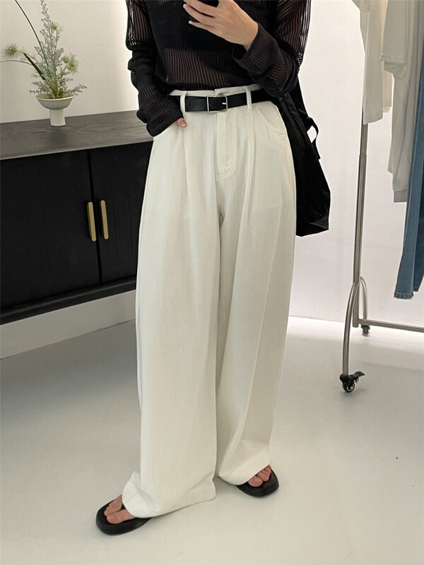 [clean space] Korean version of versatile loose elastic waist jeans 32209-32209a\cqw