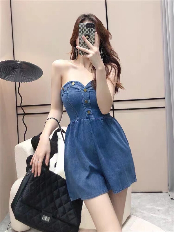 [mix] Strapless wash versatile Jumpsuit 0250\wtt