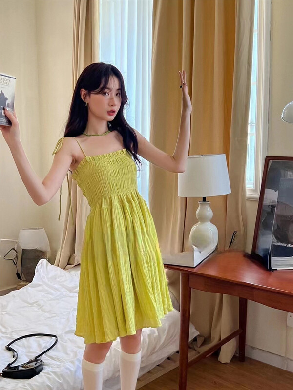 [19.nineteen] strap crimping fresh simple dress 5129\ll