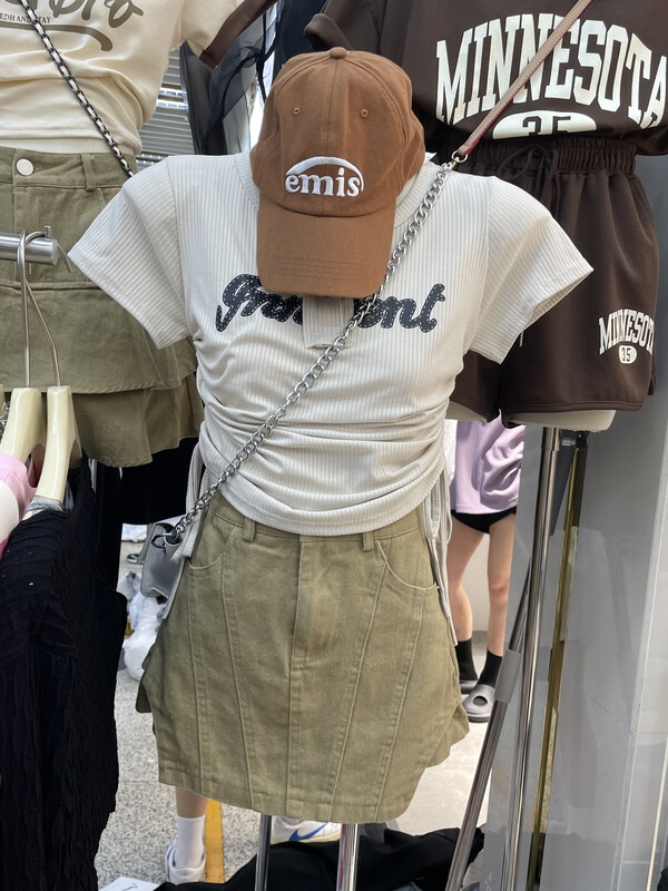 [Julia] fashion letter slim drawstring shirt 1030\pcz
