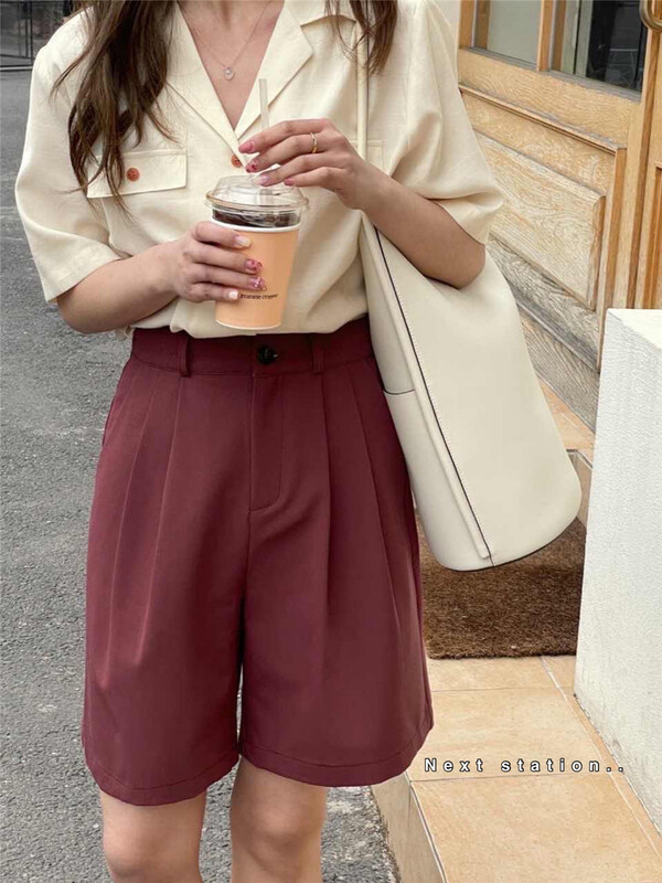 [next station] Korean textured suit collar short sleeve shirt 22220\zsy