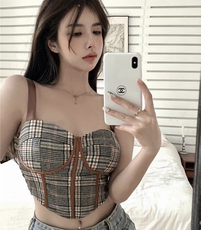 [Gangan] retro goddess printed vest with breast pad / suspender 1991\\cl