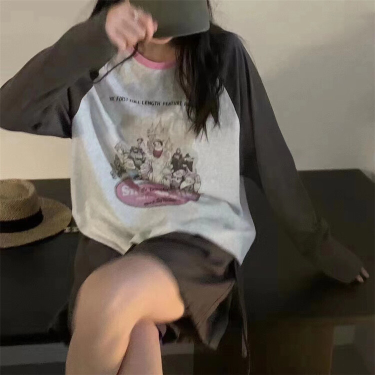[cc+] cartoon comfortable printed long sleeve T-shirt 6565\l