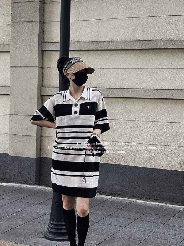 [bobo1972] one piece fashion loose one-piece skirt t dress only sells striped top 221071