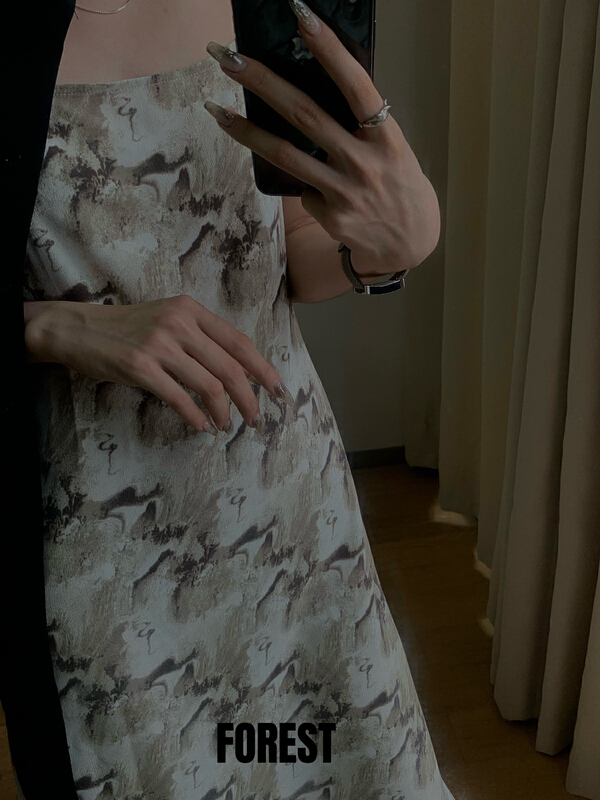 [forest] advanced ink and wash temperament leisure suspender dress ys1-8081\l