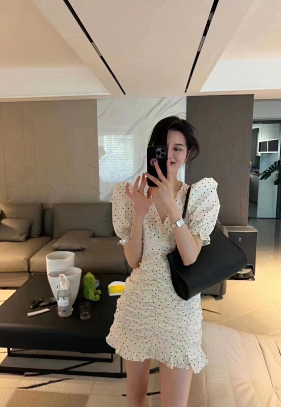 [lidada] Polka Dot thin Pleated Dress 2398\hbx