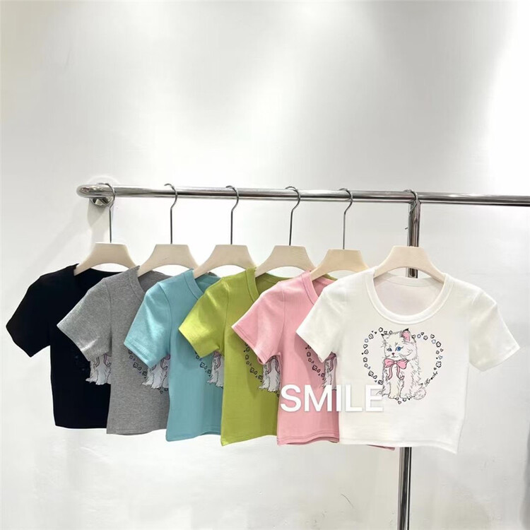 [smile] kitten print short sleeve T-shirt 2295\l