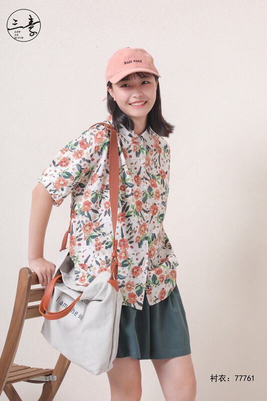 [original three plain clothes] literary and artistic fan Shudu fake casual shirt 77761