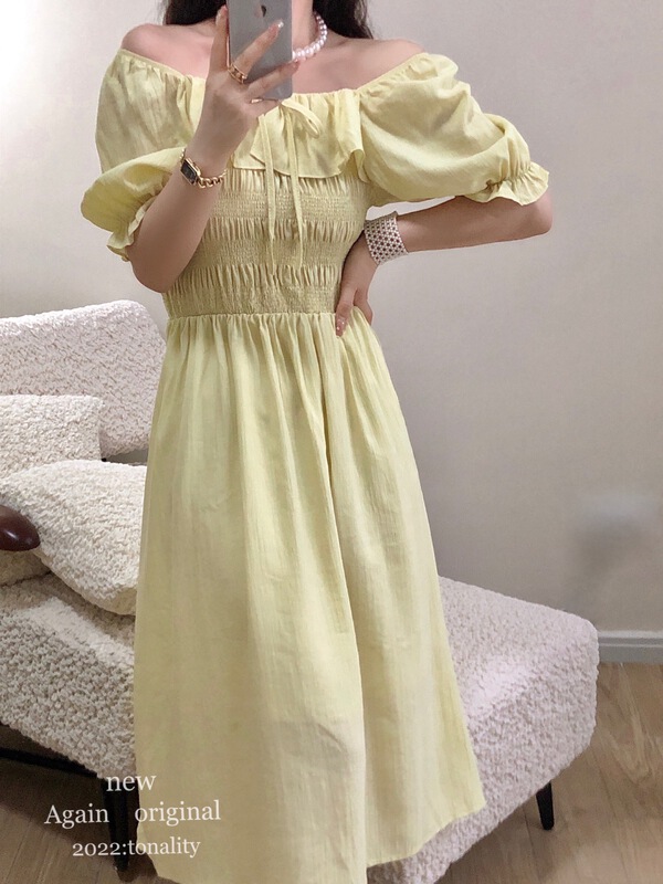 [again] French chiffon dress with ruffle 6661\pcz