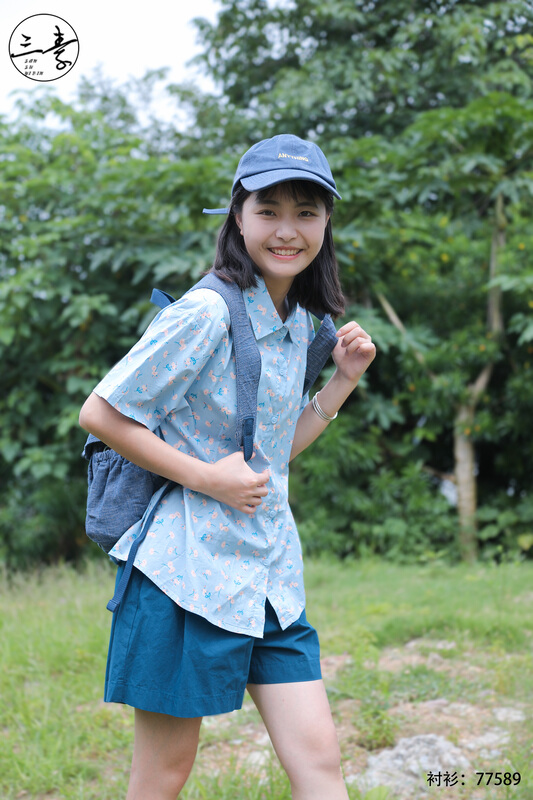 [original three plain clothes] Mori rural floral shirt 77589