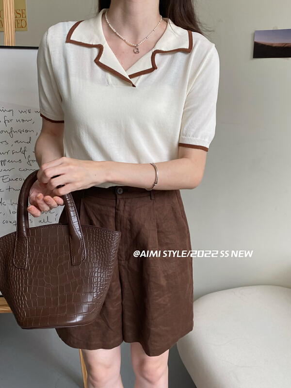 [aimistyle] Korean retro foreign style versatile shirt 66382\hbx