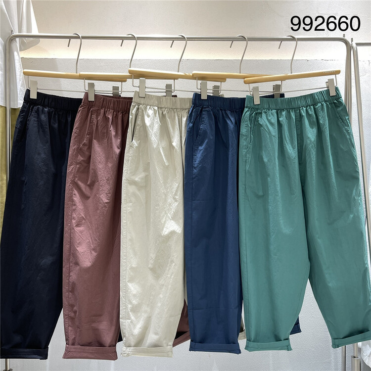 [twenty printed wood] elastic waist clean comfortable casual pants 992660\l