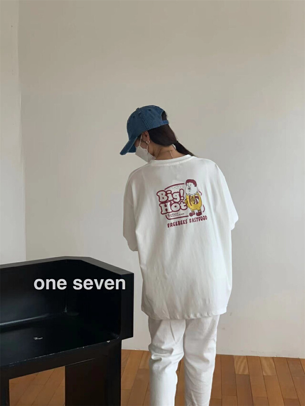 [one seven] letter print versatile short sleeve T-shirt 5107\xyy