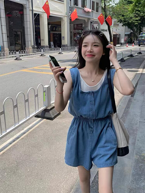 [Dandan] Korean casual waist closing denim Jumpsuit a9300\lsw