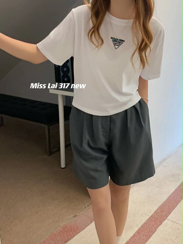 [HH &miss Lai] letter kink cotton T short sleeve T-shirt ys317\l