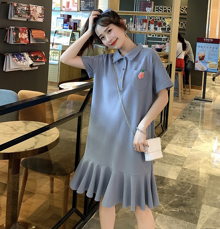 [Kiki studio] college style leisure pearl cotton dress (with detachable flowers) (dress only) 5942\hjy