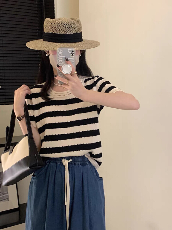 [tototellme] Korean hollow out stripe shirt 22043\hbx