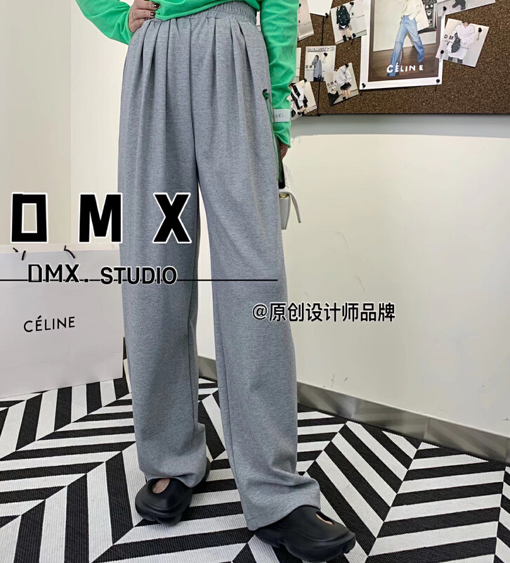 New year in early spring! [DMX] elastic waist crocodile embroidery wide leg casual pants 2061\l