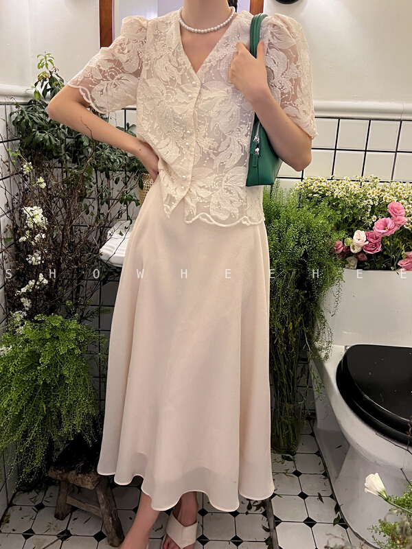 [Xiu Xixi] gentle temperament, soft yarn, simple and versatile skirt 19506\jhy