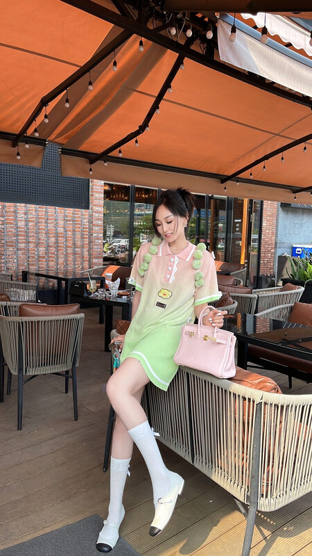 [m.zz] minority design wool ball halo dyed knitted dress (with wool ball can not be removed) 6050\lsw