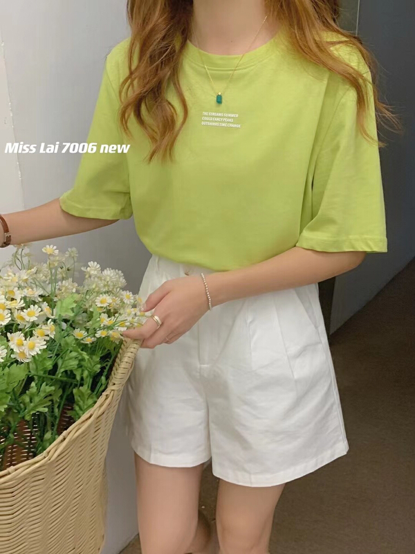 [HH &miss Lai] simple letters fresh short sleeve T-shirt 7006\l