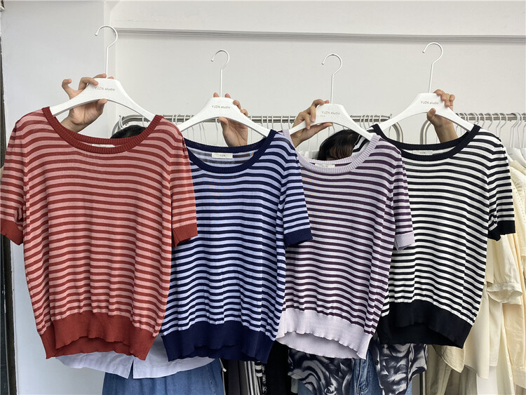 [within one boundary] striped loose thin sweater 6213\lsw