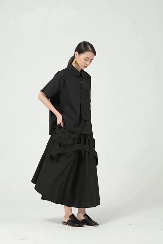 [size] Korean pure color elastic waist skirt 2936\lsw