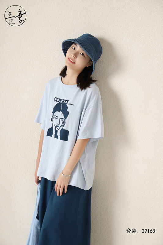 [original three element clothing] casual printed T-shirt skirt set 29168