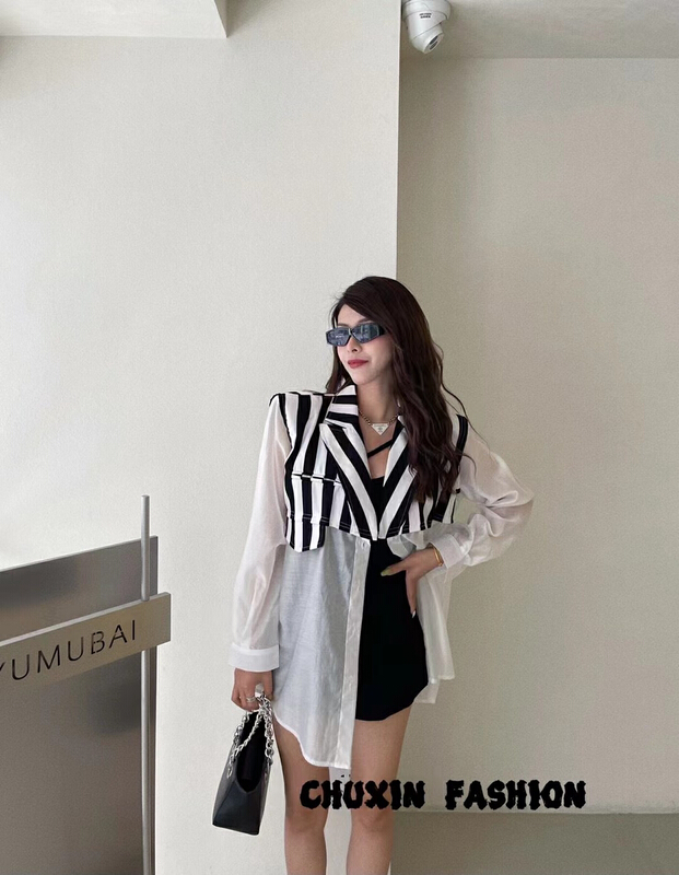 [c.x Chuxin] designed striped long sleeve sunscreen shirt (sold separately) k825\wtt