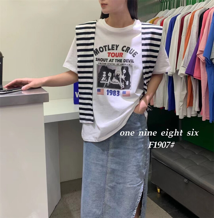 [1986] casual simple printed short sleeve T-shirt 1907\xyy