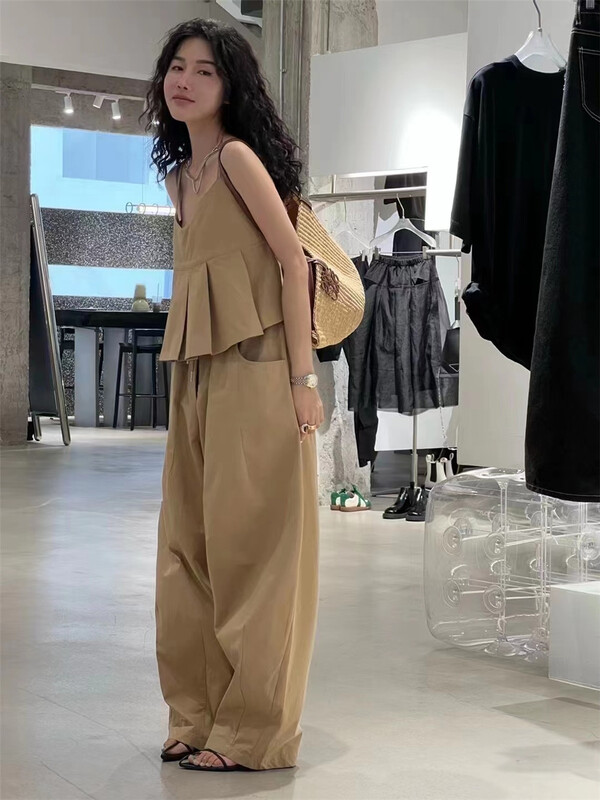 [Yan Zhen] suspender Vest + comfortable casual pants two piece suit 65201\pcz