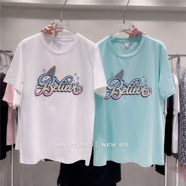 [NN] casual simple color letters short sleeve T-shirt 9671\xyy