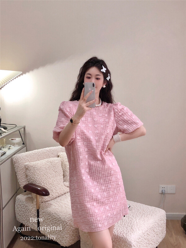 [again] bubble sleeve jacquard lady dress 1840\pcz