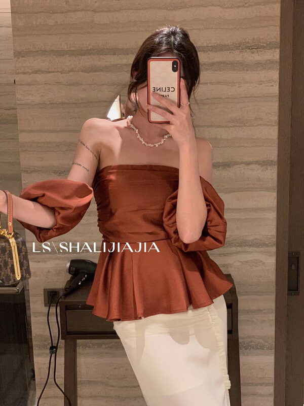 [LS] French style one shoulder short shirt 60109\jhy