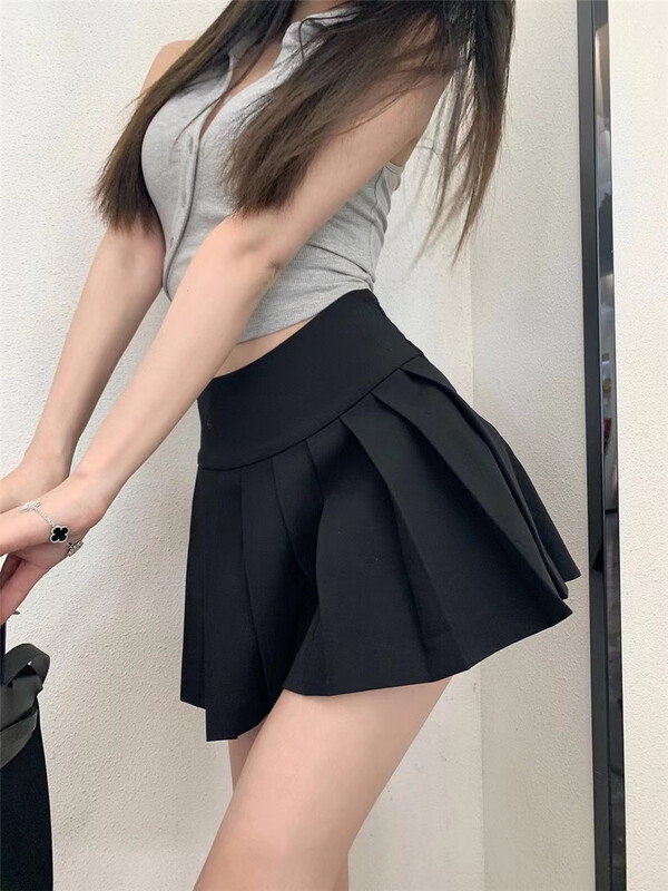 [MS studio] Korean simple pleated LINED SKIRT 9152-1\pcz