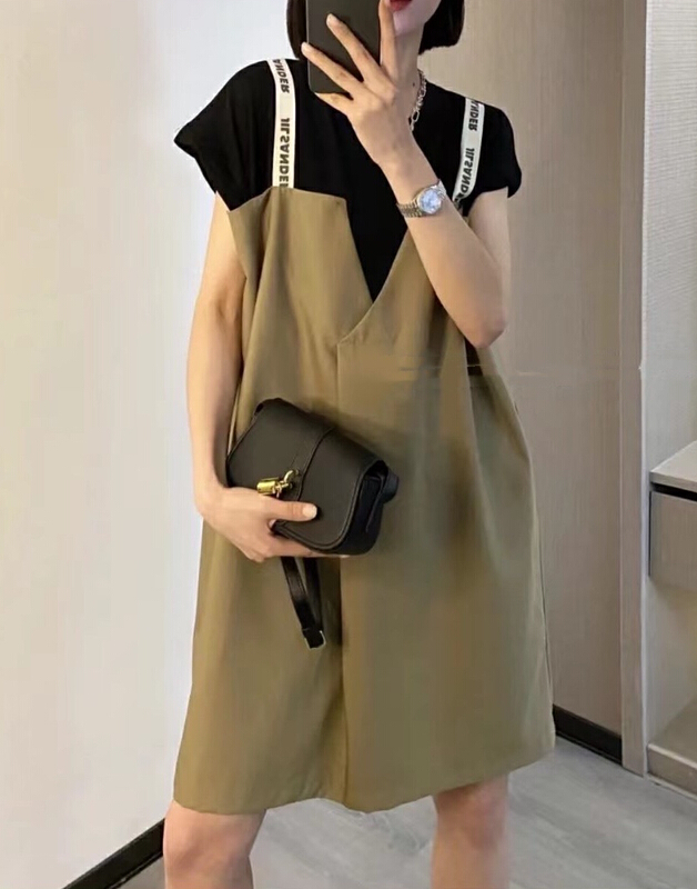 [JH] fake two piece color contrast dress 41974\pcz