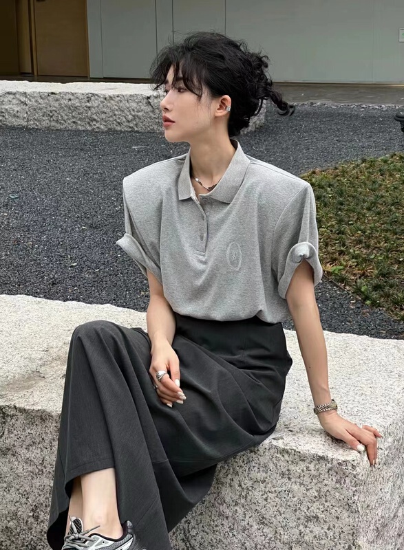 [cauliflower family] comfortable Pullover Korean simple polo shirt 89155\ll