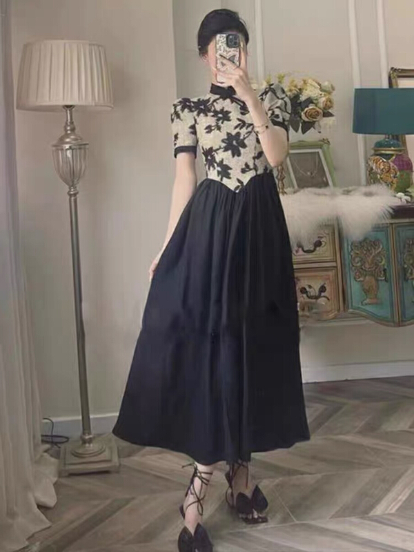 [Huaxi] national style retro patchwork dress 9215\pcz