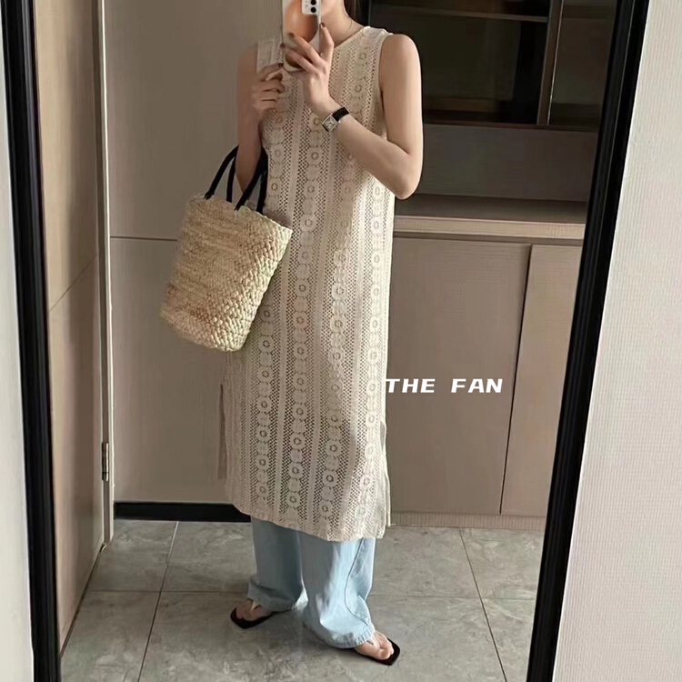 [the fan] French lace cut out medium length vest dress 508316\pcz